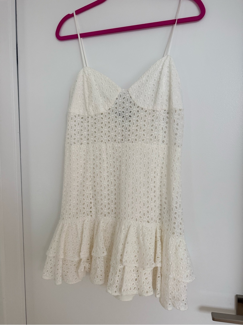 Zara Cream Eyelet Spaghetti Strap Mini Dress